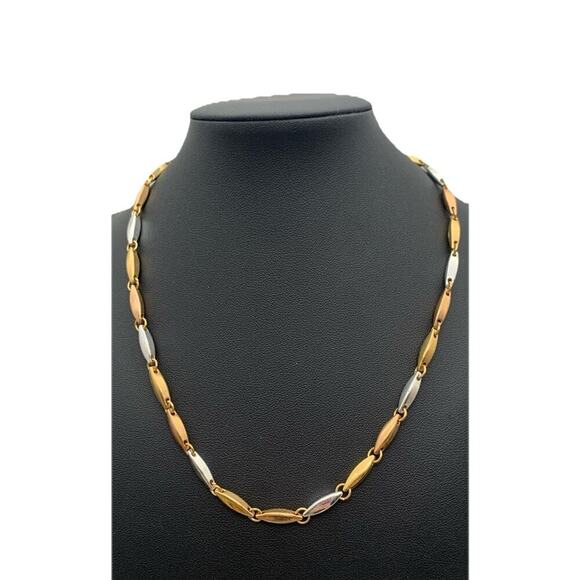 Napier 2 Tone Gold And Silver Tone Beautiful Link Necklace Signed - Picture 1 of 4